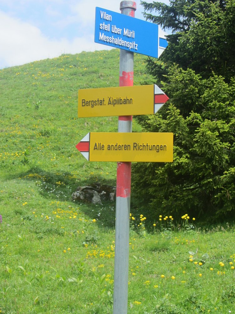 Artig veiviser nær toppen av taubanen